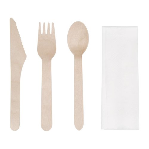  HorecaTraders Wooden cutlery set | 250 pieces | 8.5cm 