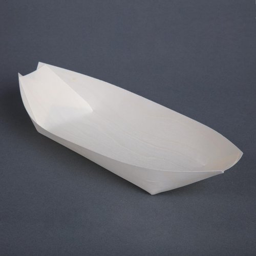  HorecaTraders organic wooden serving boats | 250mm | 100 pieces 