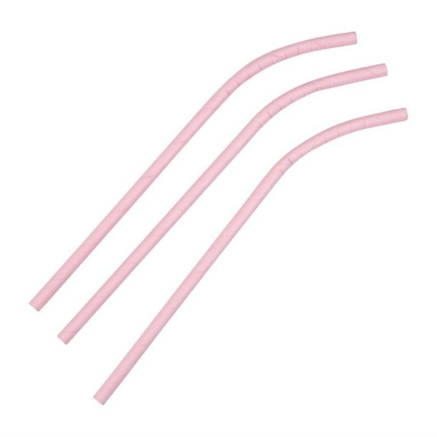Pailles en papier pliables compostables | Rose | 250 pièces