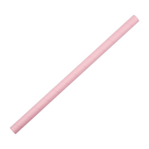  HorecaTraders Kompostierbare Smoothie-Strohhalme | Rosa | 250 Stück 