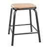 Bolero Tabouret bas avec assise en bois | Gris métallisé | 4 pièces