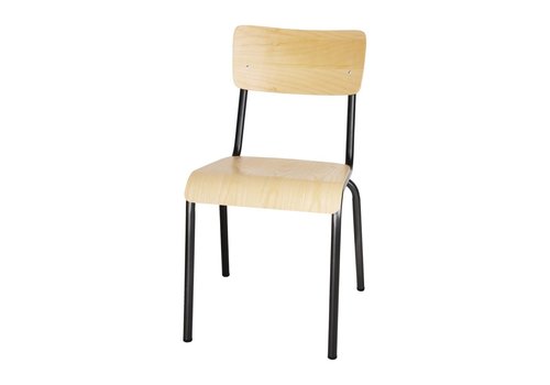  Bolero Chaises avec assise en bois et dossier métallique | Gris | 4 pièces 