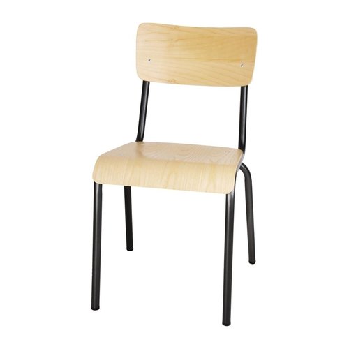  Bolero Chaises avec assise en bois et dossier métallique | Gris | 4 pièces 