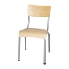 Bolero Cantina Chair with Wooden Seat and Backrest | Galvanized Steel | 83(h)x48x58