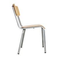 Chaise de cantine avec assise et dossier en bois | Acier galvanisé | 83(h)x48x58