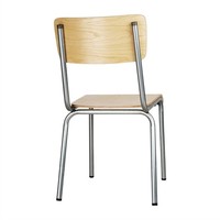 Cantina Chair with Wooden Seat and Backrest | Galvanized Steel | 83(h)x48x58