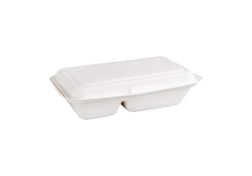  HorecaTraders compostable bagasse food boxes | 200 pieces | 6.5(h) x 16.5(w)cm 