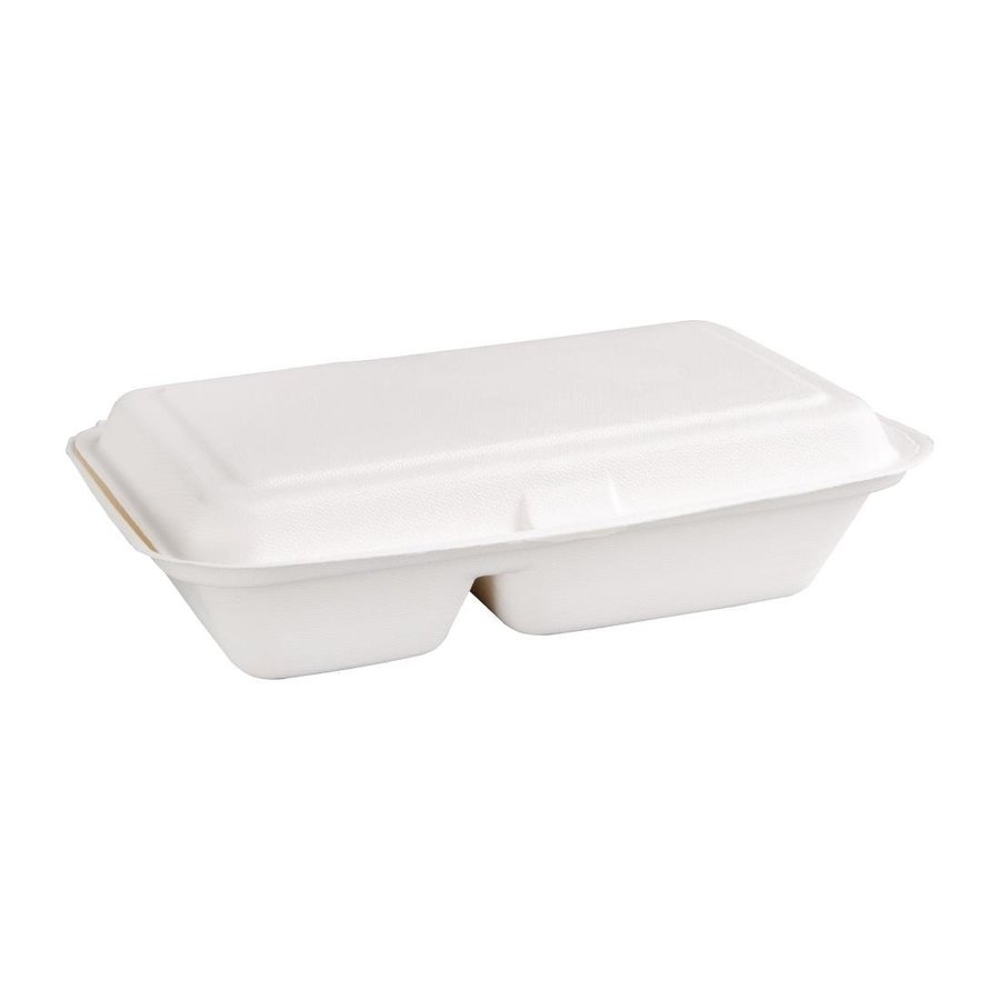 boîtes alimentaires compostables en bagasse | 200 pièces | 6,5 (h) x 16,5 (l) cm