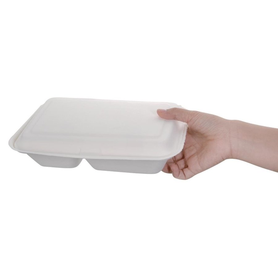 compostable bagasse food boxes | 200 pieces | 6.5(h) x 16.5(w)cm