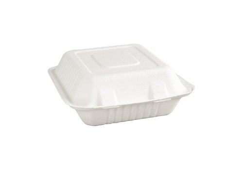  HorecaTraders compostable bagasse food boxes | 200 pieces | 7.8(h) x 23.7(w)cm 