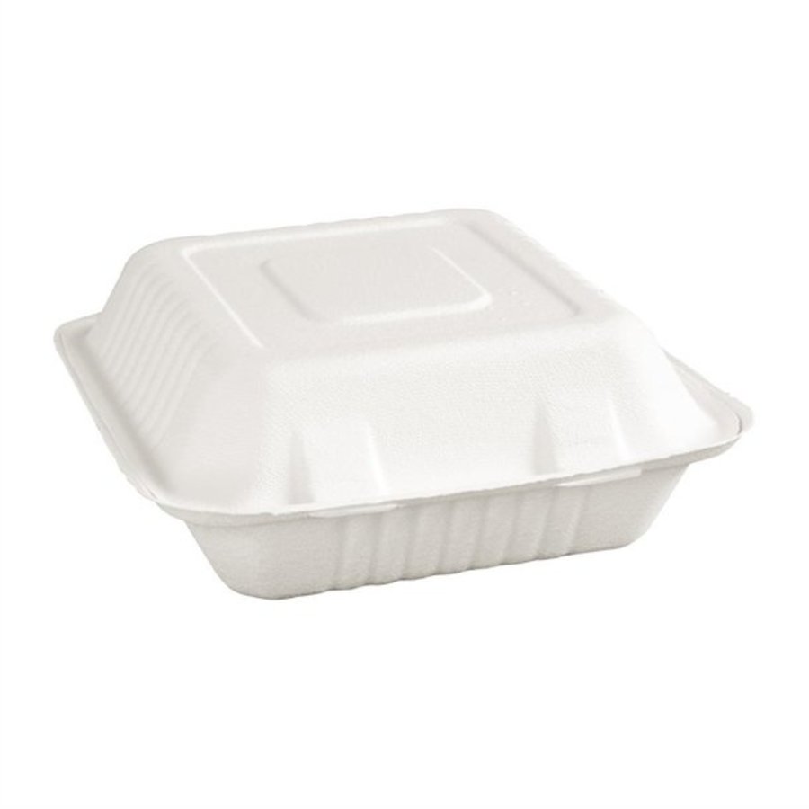 boîtes alimentaires compostables en bagasse | 200 pièces | 7,8 (h) x 23,7 (l) cm