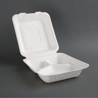boîtes alimentaires compostables en bagasse | 200 pièces | 7,8 (h) x 23,7 (l) cm
