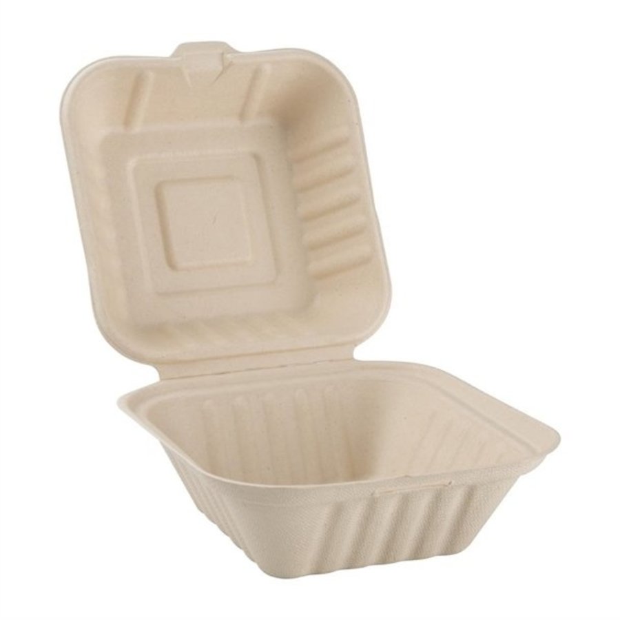 kompostierbare Bagasse-Lebensmittelboxen | 500 Stück | 8,1 (H) x 14,9 (B) cm