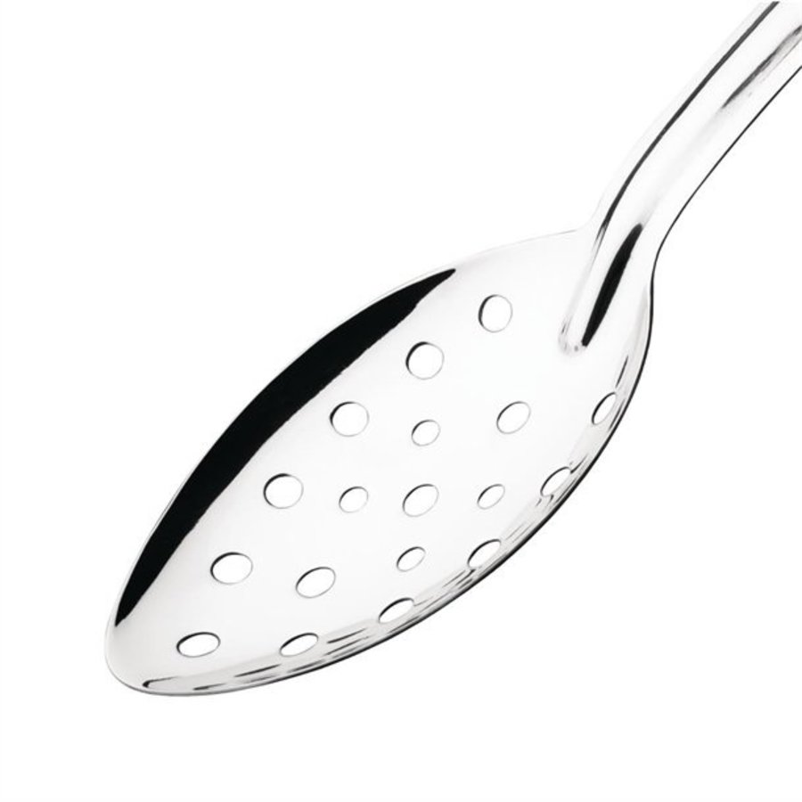 perforated serving spoon | stainless steel | 28cm | dishwasher safe | 28.5(w) x 6.8(d)cm
