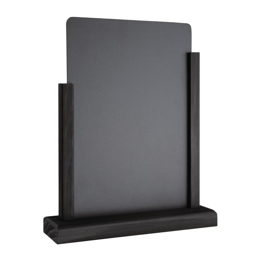 A4 tafelbordje | zwart | 297(H) x 210(B)mm | donkere houten frame