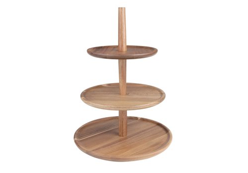  HorecaTraders présentoir à gâteaux en bois d'acacia | rond | 305(Ø) x 395(H)mm 
