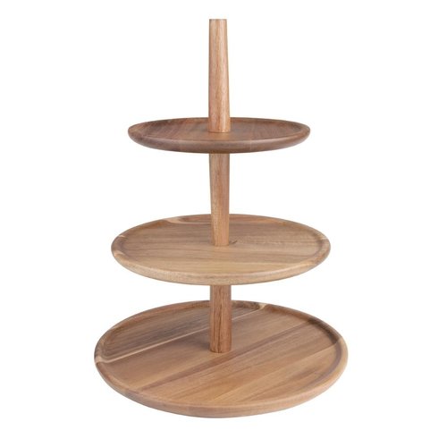  HorecaTraders acacia wood étagere | round | 305(Ø) x 395(H)mm 