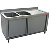 HorecaTraders Stainless steel Sink 2 tubs left | 200x70x88cm