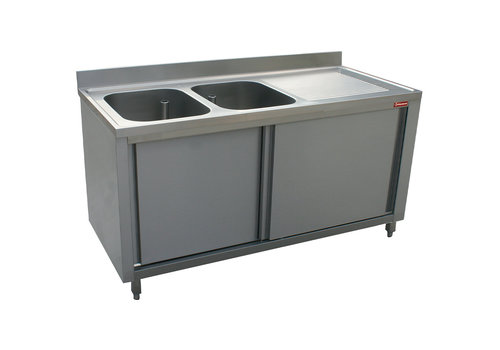 HorecaTraders Évier en acier inoxydable | 2 bacs restants | 200x70x88 cm 