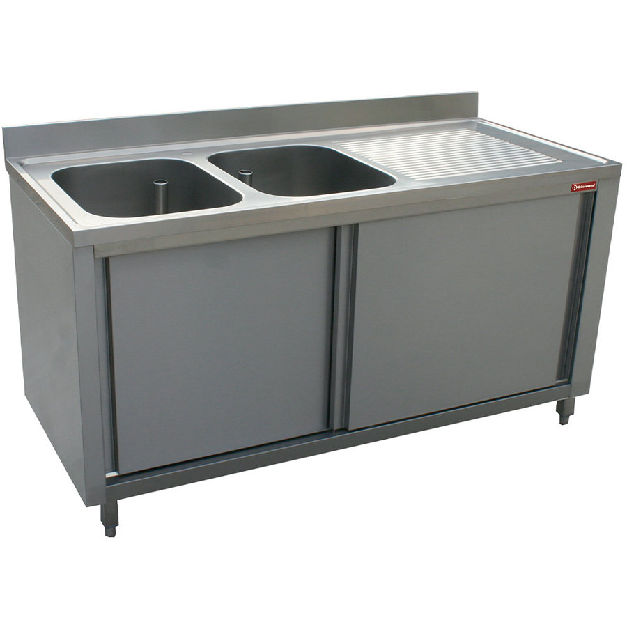 Stainless steel Sink 2 tubs left | 200x70x88cm