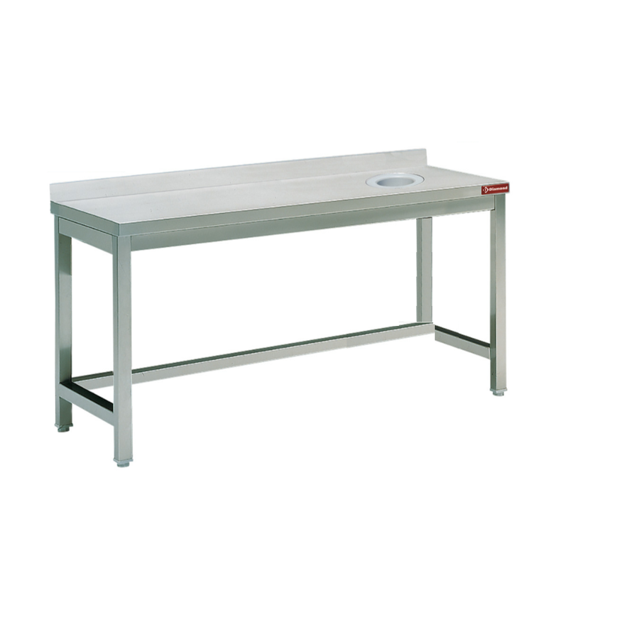 Stainless Steel Work Table | Splashback + Waste Hole | 4 Sizes