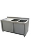 HorecaTraders Stainless Steel Sink with 2 Sinks Right | 160x70x88cm