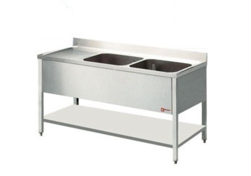  HorecaTraders Stainless Steel Sink with 2 Bowls Right | 3 Dimensions 