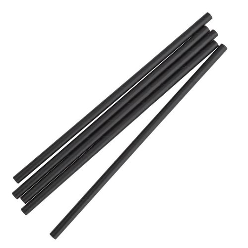  HorecaTraders Kompostierbare Papierstrohhalme 210mm schwarz | Einzeln verpackt (250 Stück) 
