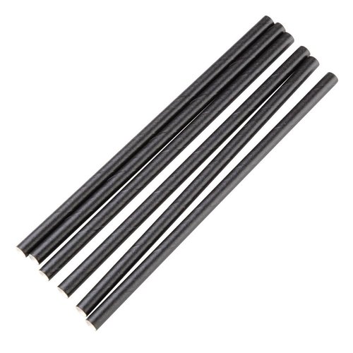  HorecaTraders Compostable paper straws 140mm black | Individually packed (250 pieces) 