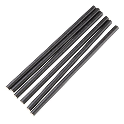  HorecaTraders Kompostierbare Papierstrohhalme 140mm schwarz | Einzeln verpackt (250 Stück) 