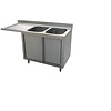 HorecaTraders Stainless steel sink with 2 sinks on the right | 180x70x88 cm