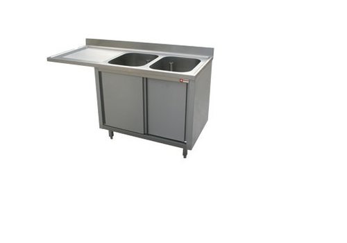  HorecaTraders Évier en acier inoxydable avec 2 bacs à droite | 180x70x88 cm 