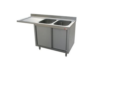  HorecaTraders Stainless steel sink with 2 sinks on the right | 180x70x88cm 