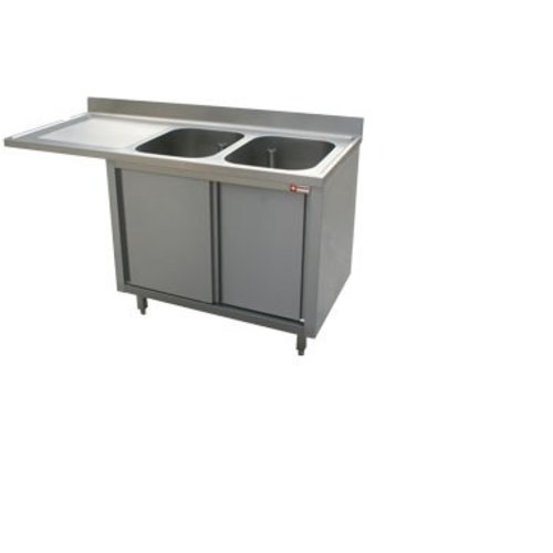  HorecaTraders Stainless steel sink with 2 sinks on the right | 180x70x88cm 