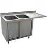 HorecaTraders Stainless steel sink with 2 sinks | 180x70x88 cm