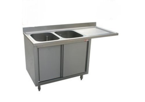  HorecaTraders Stainless steel sink with 2 sinks | 180x70x88cm 