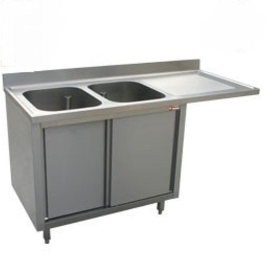 Stainless steel sink with 2 sinks | 180x70x88 cm
