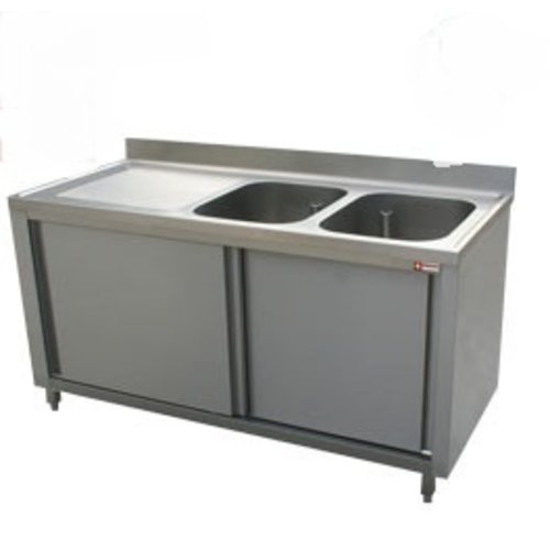  HorecaTraders Stainless Steel Sink | 2 Sinks Right | 180x70x88cm 