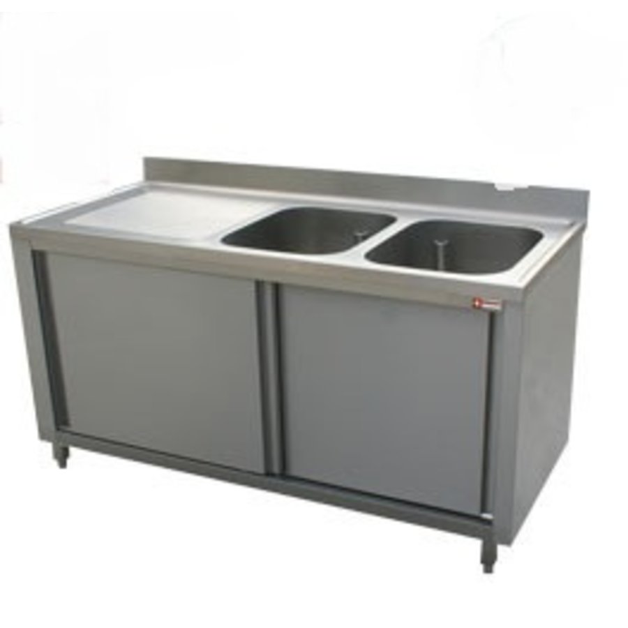 Stainless Steel Sink | 2 Sinks Right | 180x70x88 cm