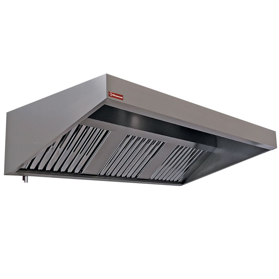 stainless steel wall extractor hood | 250x95x40cm