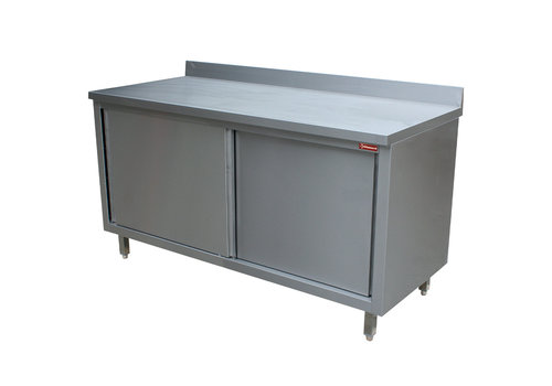  HorecaTraders Stainless Steel Work Table with Splashback | 3 Sizes 