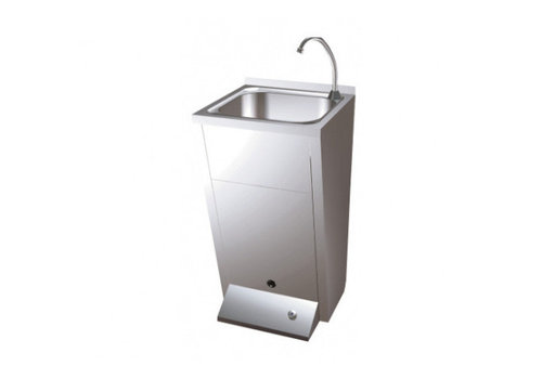  HorecaTraders Lavabo en acier inoxydable avec commande au pied et poubelle 