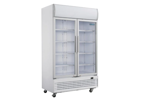  Polar Réfrigérateur d'affichage à deux portes Polar G-Series avec caisson lumineux | portes battantes | 950 L | 204(h)x120x73 cm 