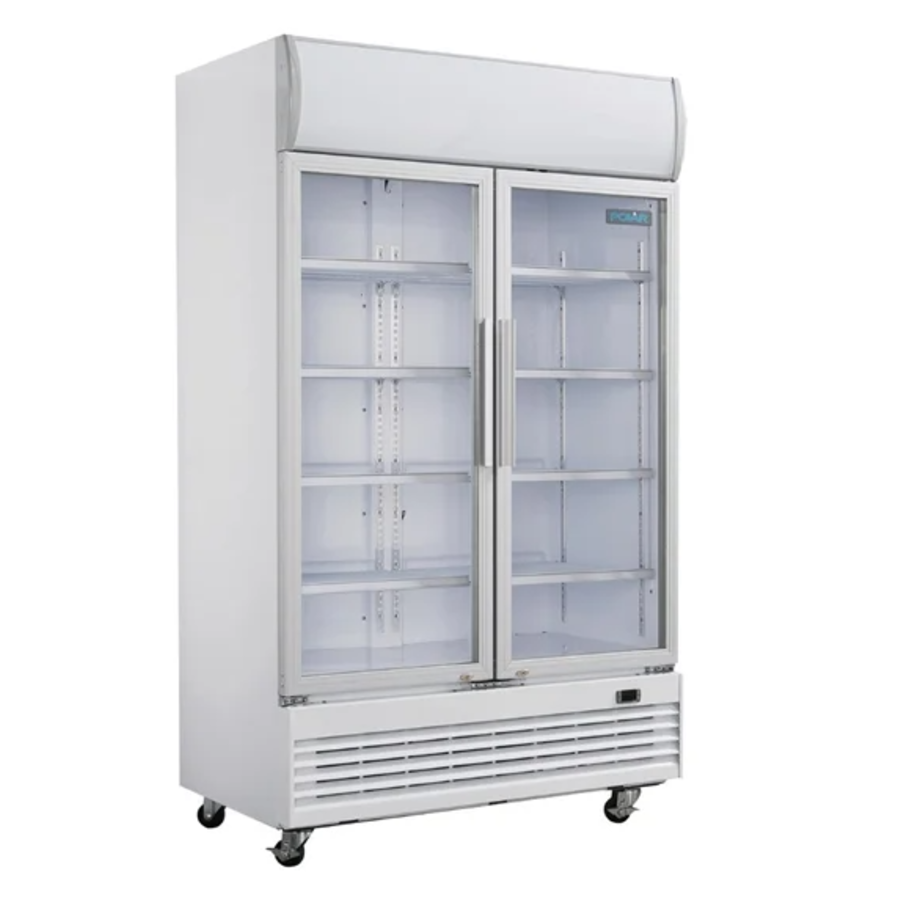Polar G-Series 2-door display cooler with light box | swing doors | 950 L | 204(h)x120x73 cm