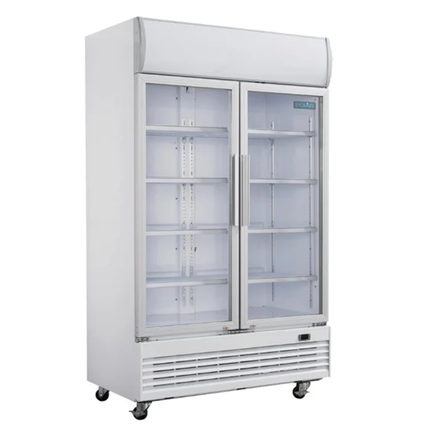 Polar G-series two-door display refrigerator with light box | swing doors | 950L | 204(h)x120x73 cm