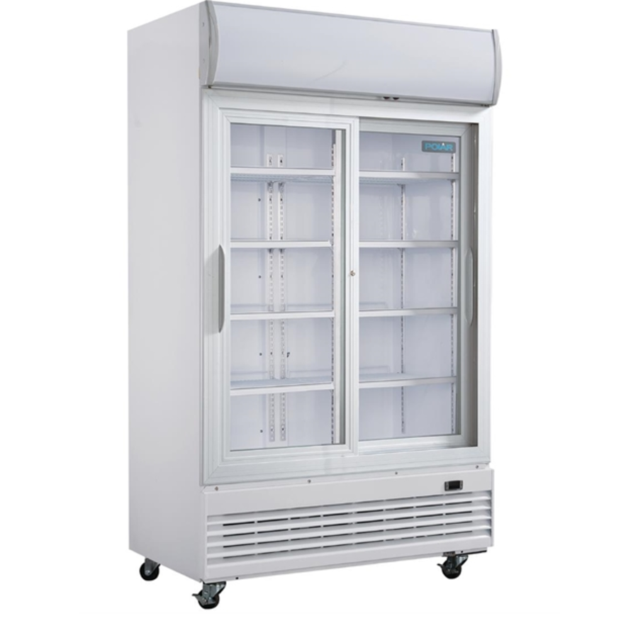 Polar G-series two-door display refrigerator with light box | sliding doors | 950L | 204(h)x120x73 cm