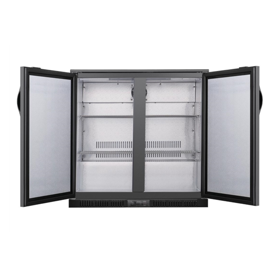 Réfrigérateur de bar à deux portes à profil bas Polar série G | 198L | 85(h)x90x52 cm