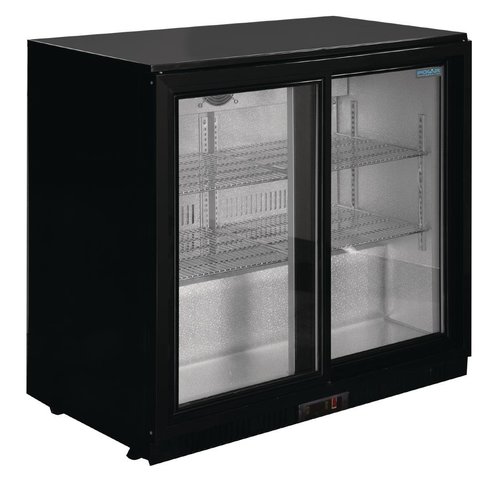  Polar Bar réfrigéré à 2 portes avec portes coulissantes | Noir | 208L | 90(h)x90x52 cm 