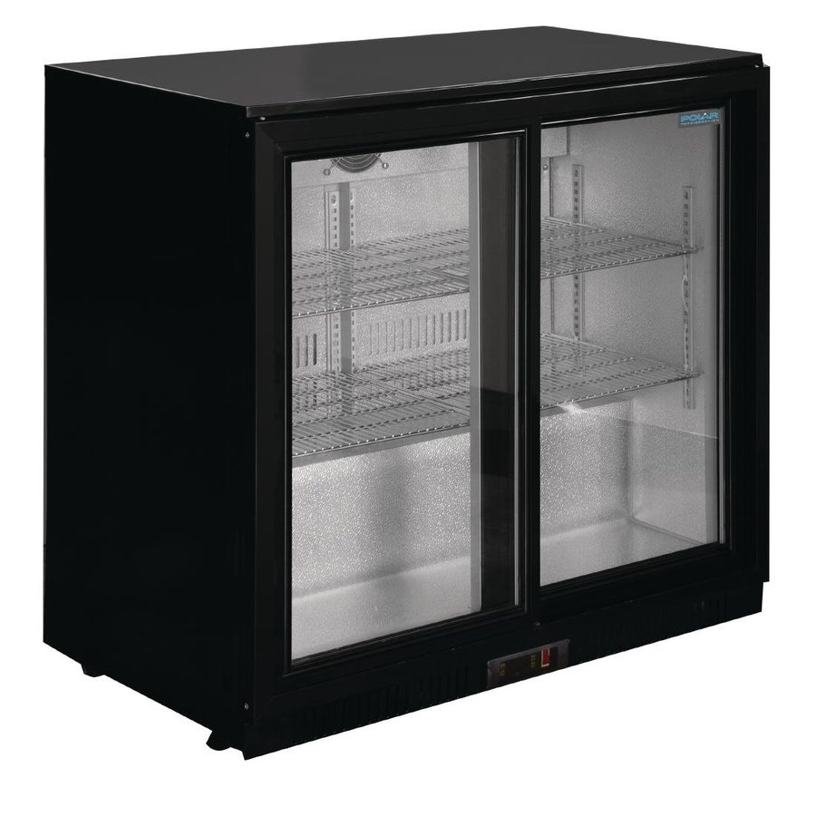 2-door bar cooler with sliding doors | Black | 208L| 90(h)x90x52 cm