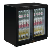 2-door bar cooler with sliding doors | Black | 208L| 90(h)x90x52 cm